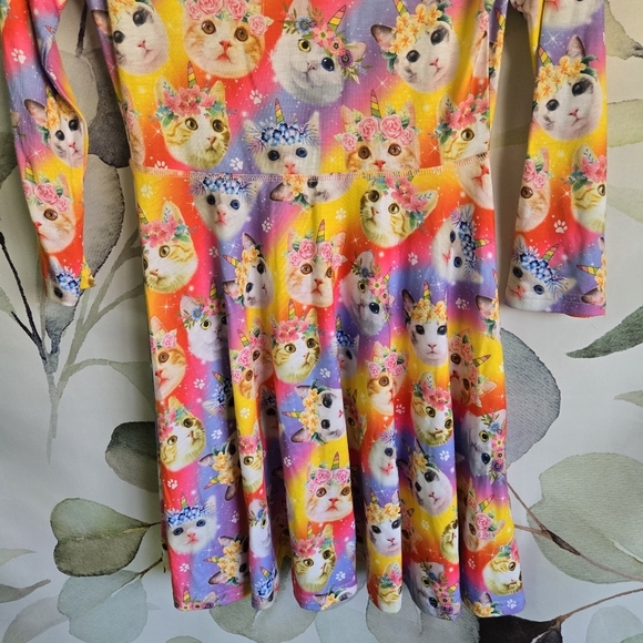 Rainbow Caticorn Cat Dress EUC - Picture 3 of 6